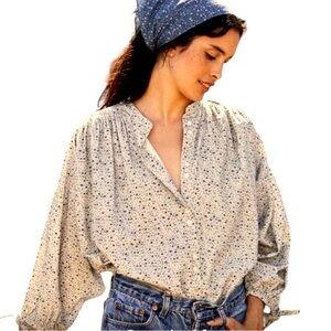 Doen Okeefe California Wildflower 100% Cotton Button Front Top, size M